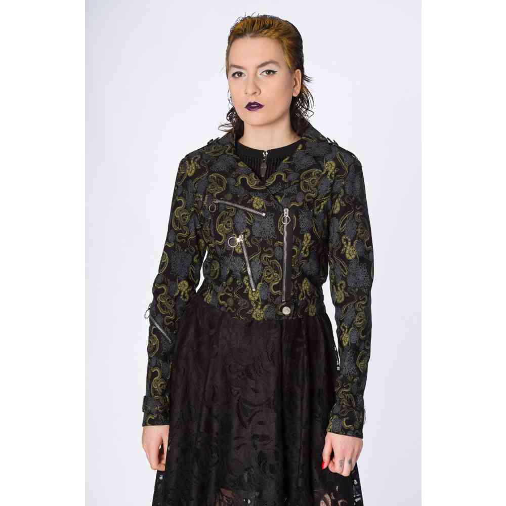 Banned - SLITHER CROP BIKER JACKET Veste - Noir